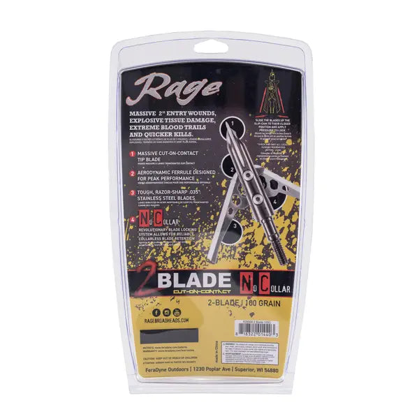 Rage 2 Blade NC (No Collar) Cut on Contact Broadheads