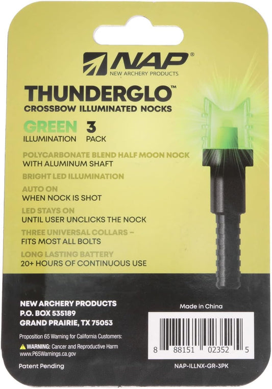 New Archery Products Thunderglo Half Moon Crossbow LED Illuminated  Arrow Nocks - 3 Pack