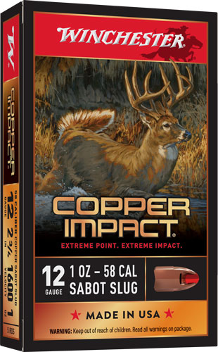 Winchester 12ga Copper Impact - 1oz Sabot Slug 5rd 20bx/cs