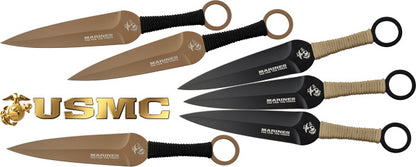 Mc Usmc 9" Spear Point - Throwing Knives 6-pack Blk/fde