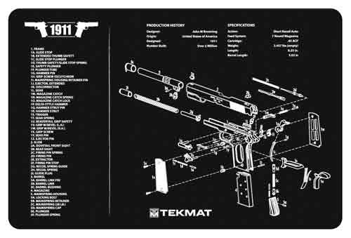 Tekmat Armorers Bench Mat - 11"x17" 1911 Pistol