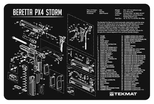 Tekmat Armorers Bench Mat - 11"x17" Beretta Px4 Pistol