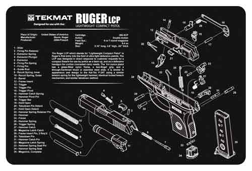 Tekmat Armorers Bench Mat - 11"x17" Ruger Lcp Pistol