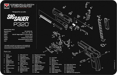 Tekmat Armorers Bench Mat - 11"x17" Sigarms P320 Black