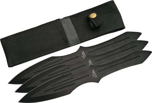 Szco Rite Edge 9.75" Throwing - Knife Black 3pc Set W-sheath