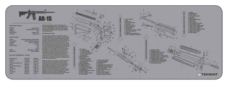 Tekmat Armorers Bench Mat - 12"x36" Ar-15 Grey