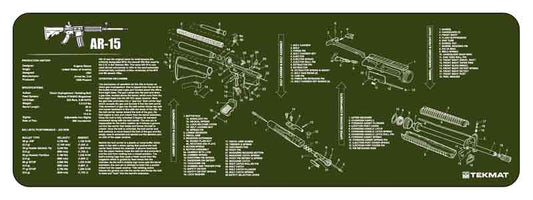 Tekmat Armorers Bench Mat - 12"x36" Ar-15 Olive Drab