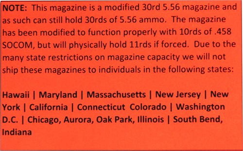 Cmmg Magazine Mkw15 .458 Socom - 30rd Modified To 10rd Hi-cap