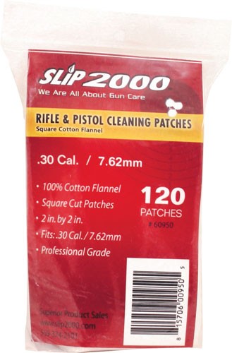 Slip 2000 Cleaning Patches 2" - Square .30-7.62mm 120-pack