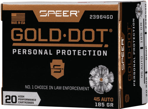 Speer Gold Dot 45 Acp - 20rd 10bx-cs 185gr Gdhp