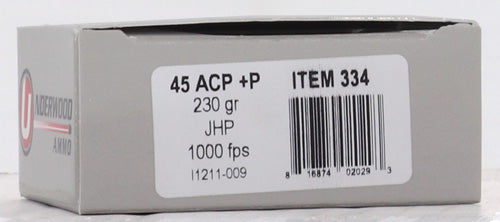 Underwood 45 Acp +p 230gr Jhp - 20rd 10bx-cs