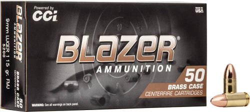 Cci 9mm Luger 115gr Fmj Blazer - 50rd 20bx-cs Brass