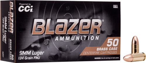 Cci 9mm Luger 124gr Fmj Blazer - 50rd 20bx-cs Brass