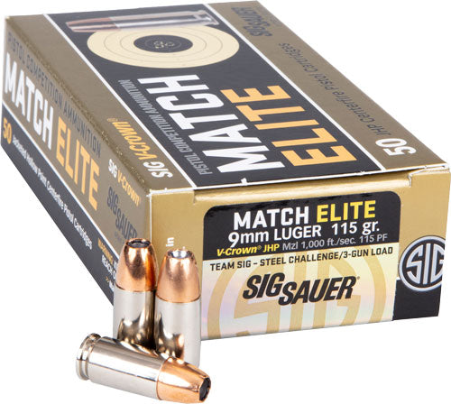 Sig 9mm Luger 115gr Elite - 50rd 10bx-cs Competition Jhp