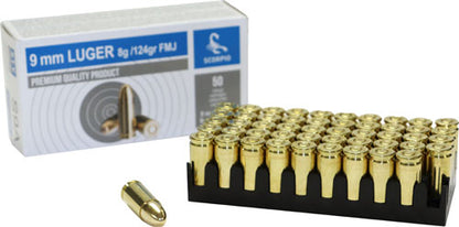 Scorpio  9mm Luger 124gr Fmj - 50rd 20bx-cs