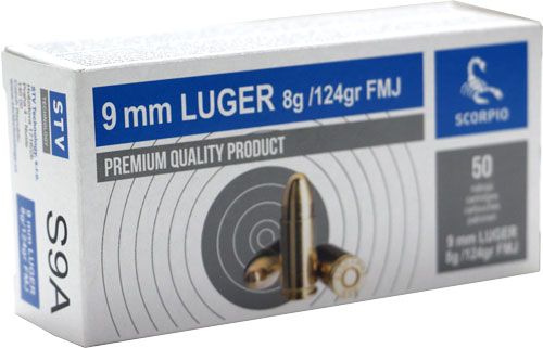 Scorpio  9mm Luger 124gr Fmj - 50rd 20bx-cs