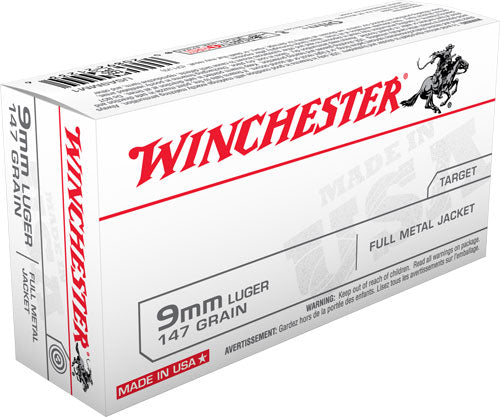 Winchester Usa 9mm Luger 147gr - 50rd 10bx-cs Fmj-flat Pt <