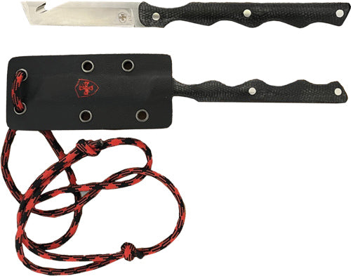 Templar Knife Neck Knife 2.46" - Blk W-red Powder D2 Slvr Tanto