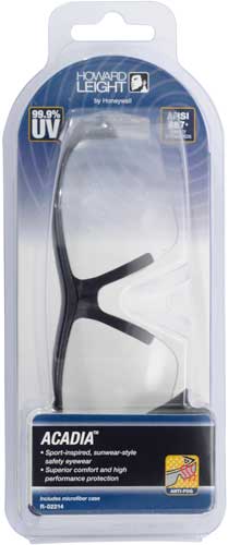 Howard Leight Acadia Glasses - Black Frame-clear Lens