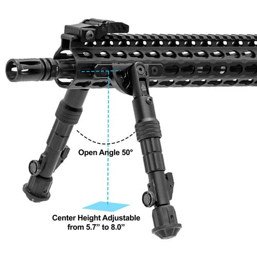 Utg Bipod Recon Flex Keymod - Matte Blk Center H 5.7"-8"