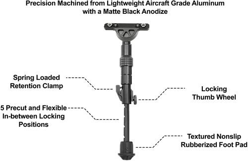 Utg Bipod Recon Flex Keymod - Matte Blk Center H 5.7"-8"