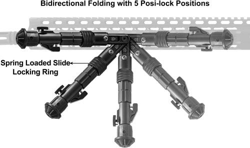 Utg Bipod Recon Flex Keymod - Matte Blk Center H 5.7"-8"